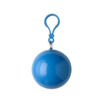 Impermeável de plástico dobrado numa bola com mosquetão cor azul-claro segunda vista