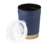 Caneca aço inoxidável, base de bambu e tampa pressão 300 ml cor azul-marinho terceira vista