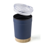 Caneca aço inoxidável, base de bambu e tampa pressão 300 ml cor azul-marinho quarta vista