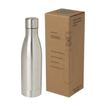 Garrafa térmica de aço inoxidável reciclado 500ml cor prateado