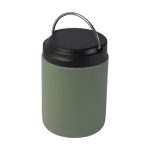 Lancheira térmica de aço inox reciclado com pega 500ml cor verde militar quarta vista