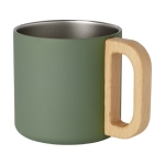 Caneca de aço reciclado, isolamento, asa de madeira 360ml cor verde militar segunda vista