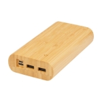 Powerbank de bambu com LED/botão de ligar táctil 20 000 mAh cor natural