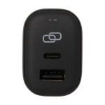 Adaptador de viagem UE/RU/EUA com portas tipo-C e USB-A cor preto vista detalhe 1