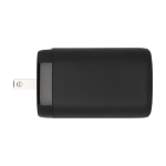 Adaptador de viagem UE/RU/EUA com portas tipo-C e USB-A cor preto terceira vista