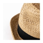 Chapéu de palha ajustável com faixa colorida personalizável cor preto segunda vista