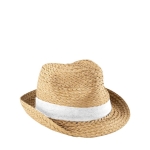Chapéu de palha ajustável com faixa colorida personalizável cor branco primeira vista