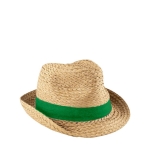 Chapéu de palha ajustável com faixa colorida personalizável cor verde primeira vista