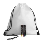 Set de saco com cordão para crianças, lápis de cera para colorir cor branco primeira vista