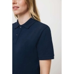 Polo piqué corte regular algodão ecológico, 220 g/m2, Iqoniq Yosemite cor azul-marinho