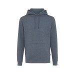 Sweatshirt suave não tingida algodão ecológico 340 g/m2 Iqoniq Torres cor azul-escuro mesclado 