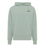 Sweatshirt em algodão eco regular fit 340 g/m2, Iqoniq cor verde oliva vista com logo