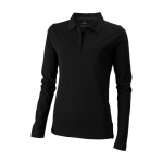 Polo de algodão para mulher de manga comprida 200 g/m2 Elevate Life cor preto