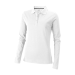 Polo de algodão para mulher de manga comprida 200 g/m2 Elevate Life cor branco