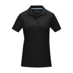 Polo de mulher piqué em algodão orgânico GOTS 180 g/m2 Elevate NXT cor preto segunda vista frontal