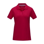 Polo de mulher piqué em algodão orgânico GOTS 180 g/m2 Elevate NXT cor vermelho segunda vista frontal