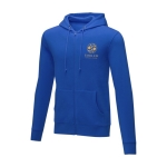 Sweatshirt com capuz de algodão homem 240 g/m2 Elevate Essentials cor azul vista impressão serigrafia