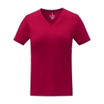 T-shirts com logo gola em V de mulher algodão 160 g/m2 Elevate Life cor vermelho segunda vista frontal