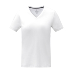 T-shirts com logo gola em V de mulher algodão 160 g/m2 Elevate Life cor branco segunda vista frontal