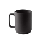 Caneca de cerâmica com acabamento mate e asa grande retangular 330ml cor preto primeira vista