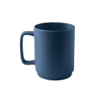 Caneca de cerâmica com acabamento mate e asa grande retangular 330ml cor azul primeira vista