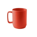 Caneca de cerâmica com acabamento mate e asa grande retangular 330ml cor vermelho primeira vista