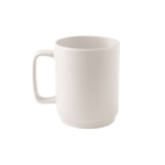 Caneca de cerâmica com acabamento mate e asa grande retangular 330ml cor branco-sujo primeira vista