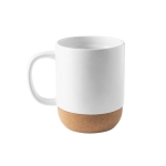 Caneca de cerâmica para sublimação com base de cortiça removível 410ml cor branco primeira vista