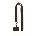 Lanyard de poliéster com fivela de segurança para o telefone cor preto