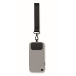 Lanyard para pulso de poliéster para celular com fivela de segurança cor preto terceira vista