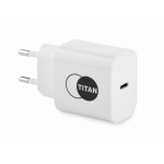 Carregador rápido e adaptador de parede UE 2 polos com conector tipo C cor branco vista principal