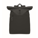 Mochila de poliéster com fechamento roll top para laptop 15'' cor preto