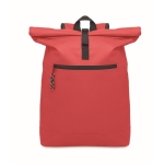 Mochila de poliéster com fechamento roll top para laptop 15'' cor vermelho