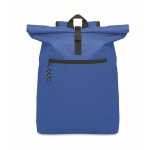 Mochila de poliéster com fechamento roll top para laptop 15'' cor azul real