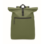 Mochila de poliéster com fechamento roll top para laptop 15'' cor verde militar