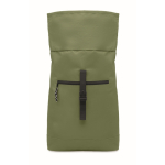 Mochila de poliéster com fechamento roll top para laptop 15'' cor verde militar quarta vista