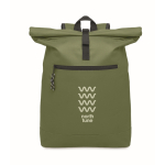 Mochila de poliéster com fechamento roll top para laptop 15'' cor verde militar vista principal