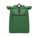 Mochila de poliéster com fechamento roll top para laptop 15'' cor verde-escuro