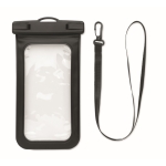 Capa impermeável para telemóvel com cordão ajustável e removível cor preto