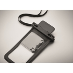 Capa impermeável para telemóvel com cordão ajustável e removível cor preto vista fotografia quinta vista