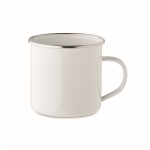 Caneca vintage de metal sublimado com borda metalizada 500ml cor branco