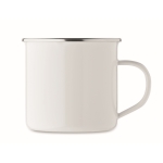 Caneca vintage de metal sublimado com borda metalizada 500ml cor branco segunda vista