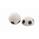 Bálsamo labial de ABS forma de bola de futebol, sabor a baunilha SPF10 cor branco/preto