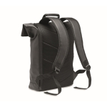 Mochila roll top de couro sintético suave para laptop de 15'' cor preto terceira vista