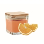 Vela em frasco de vidro com tampa de bambu de diferentes aromas 50gr cor cor-de-laranja quinta vista