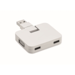 Hub USB com 4 portas com USB e saídas tipo A e tipo C cor branco