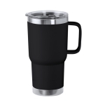 Caneca de parede dupla de aço inoxidável com alça rígida 600ml cor preto primeira vista