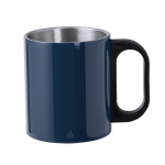 Caneca de aço inoxidável de parede dupla com alça de plástico 300ml cor azul-marinho primeira vista