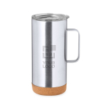 Caneca de aço inox reciclado de parede dupla com base de cortiça 450ml vista principal