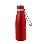 Garrafa de parede dupla de aço inoxidável com alça de silicone 550ml cor vermelho primeira vista